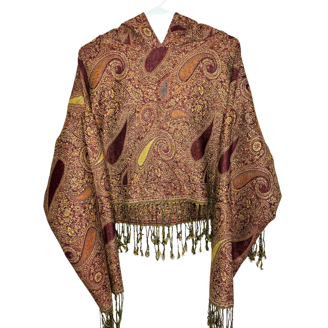 Cropped Paisley Pashmina Hoodie