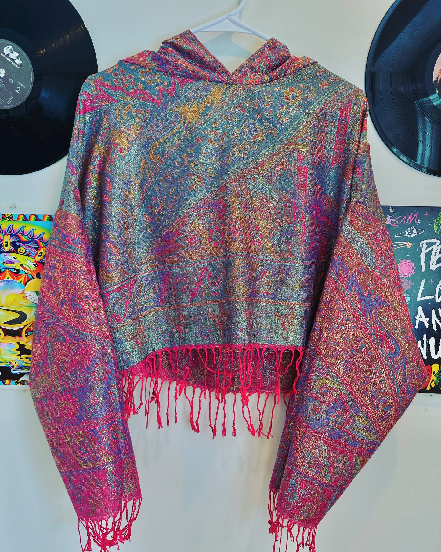 Cropped Metallic Pashmina Hoodie