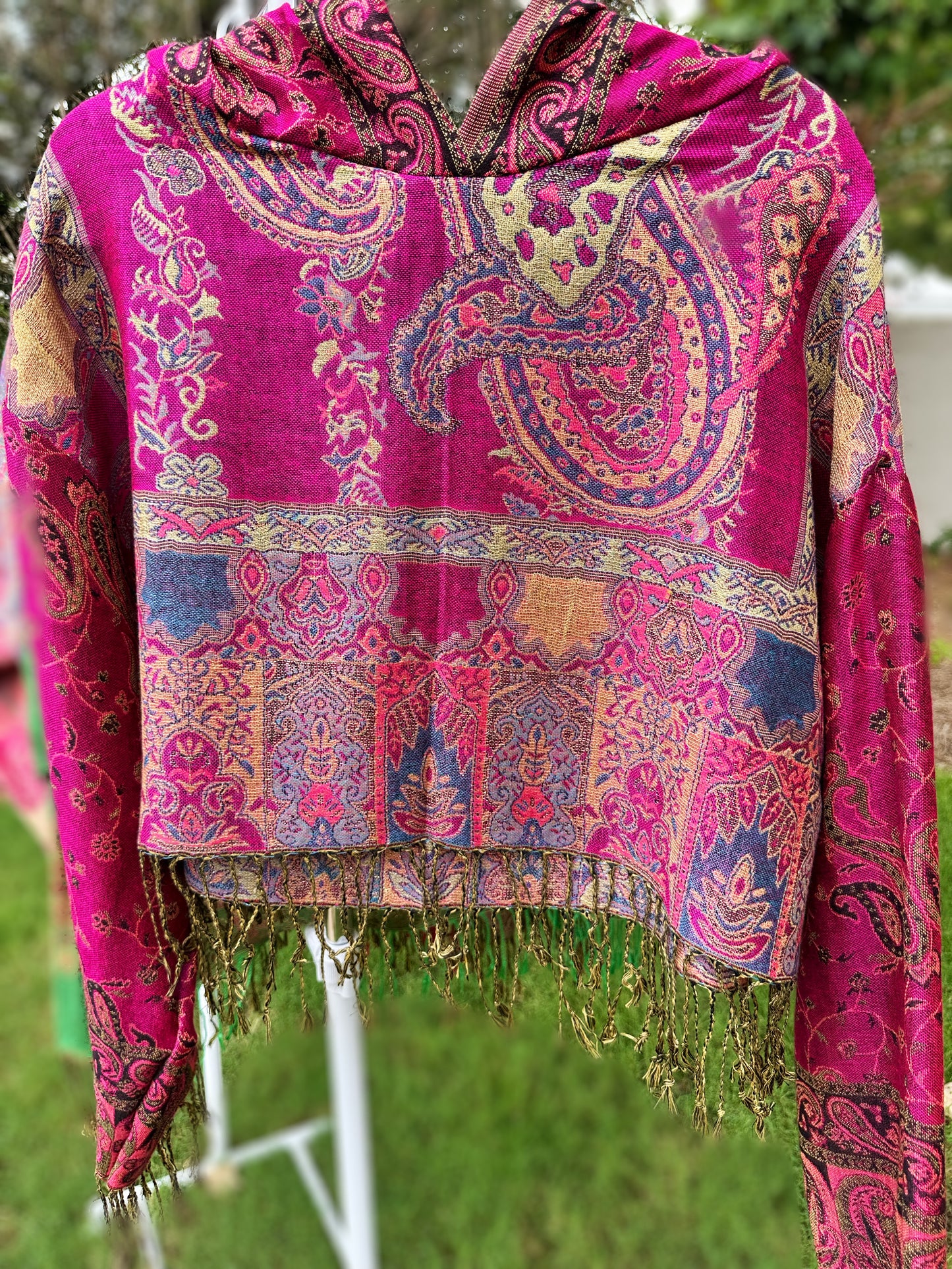 Cropped Metallic Pashmina Hoodie