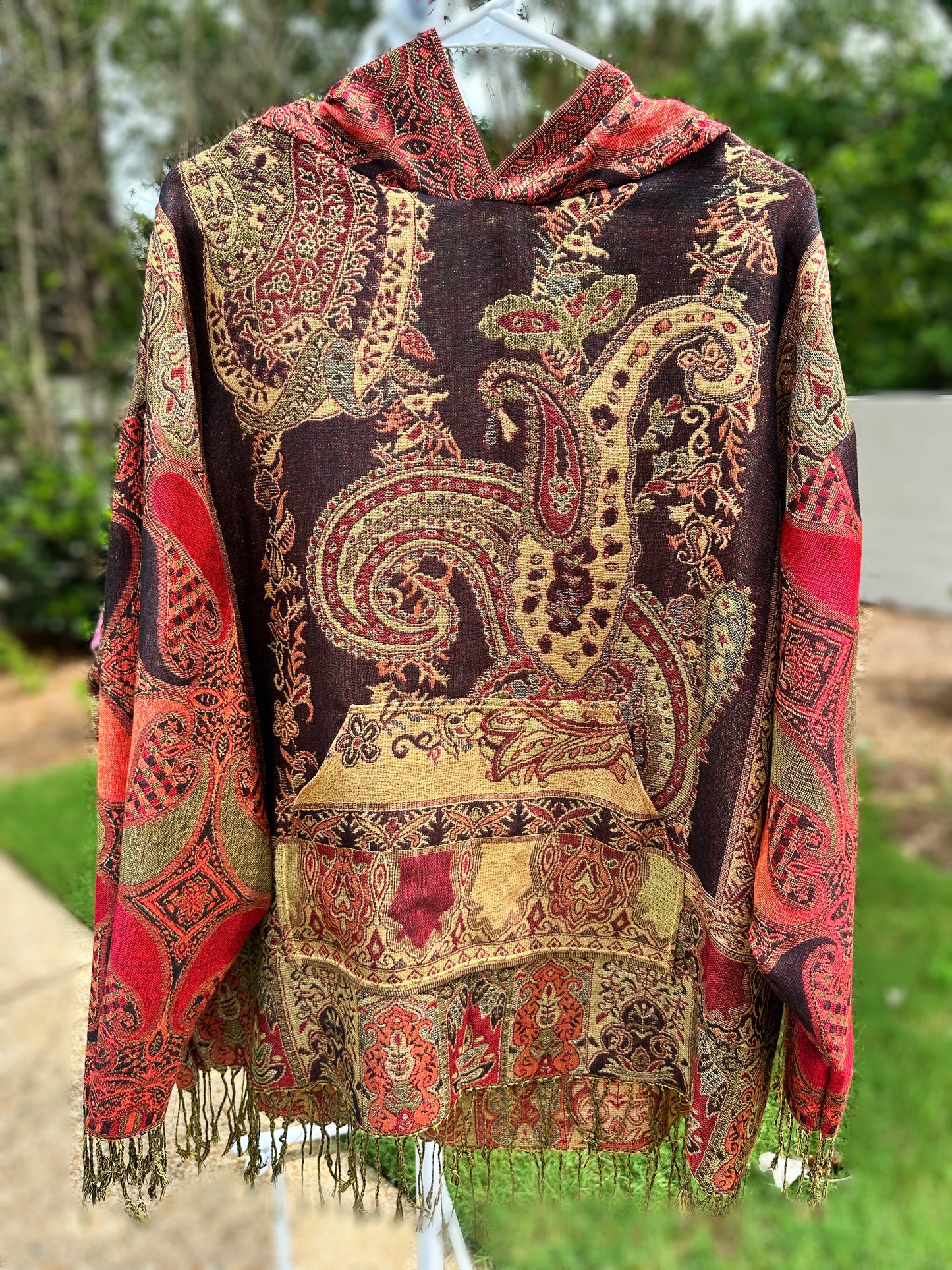 Full Size Metallic Pashmina Hoodie