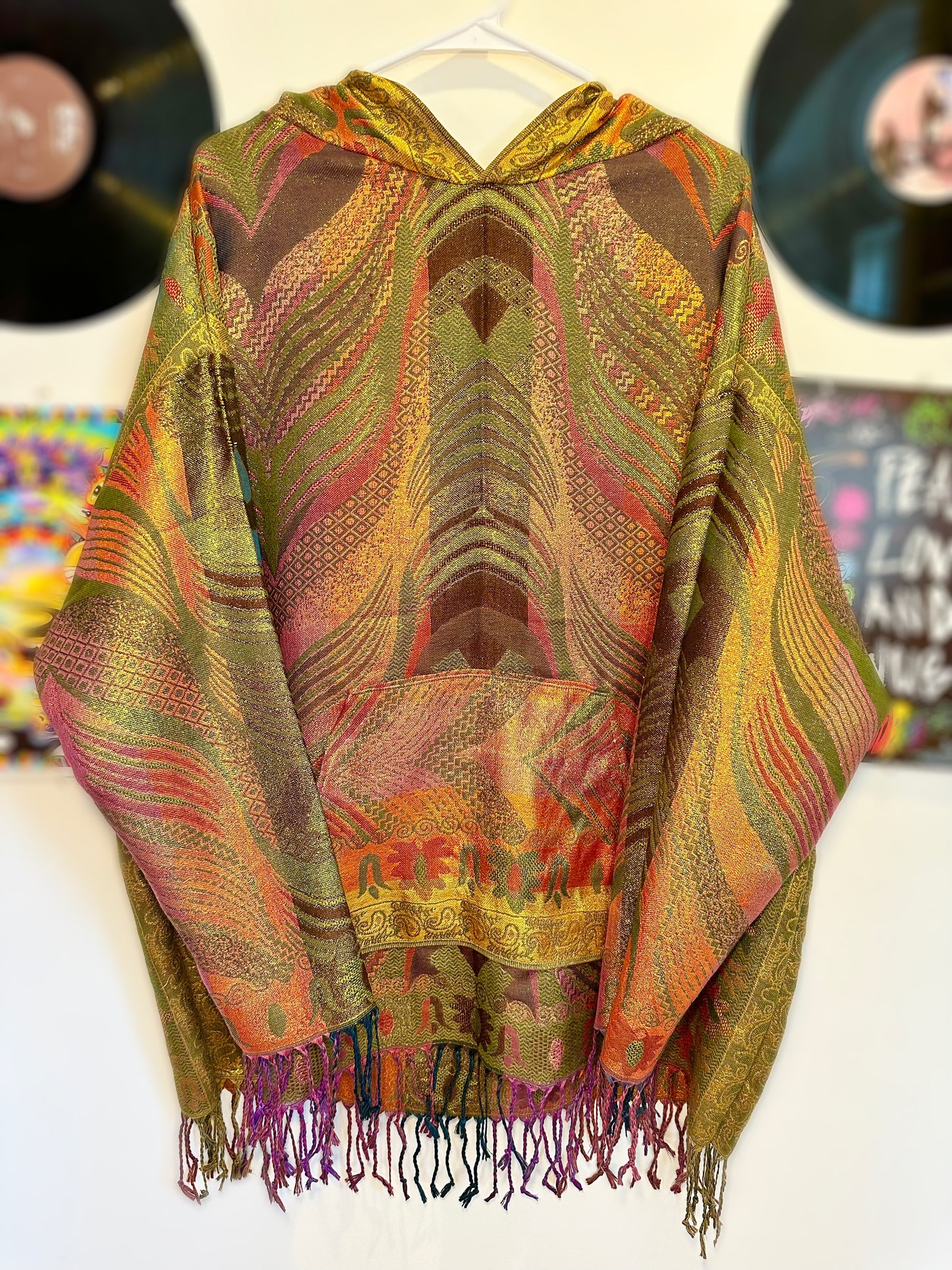 Metallic Full Size Pashmina Hoodie