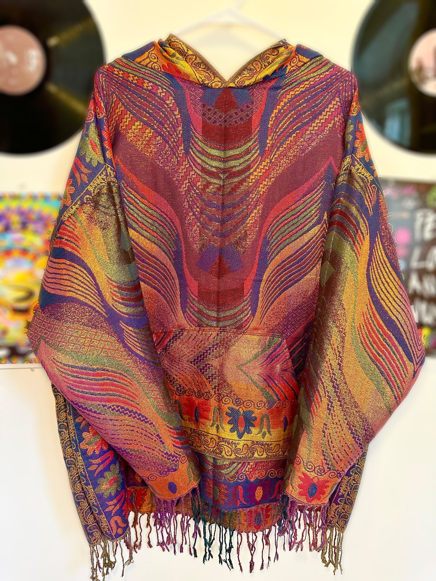 Metallic Full Size Pashmina Hoodie