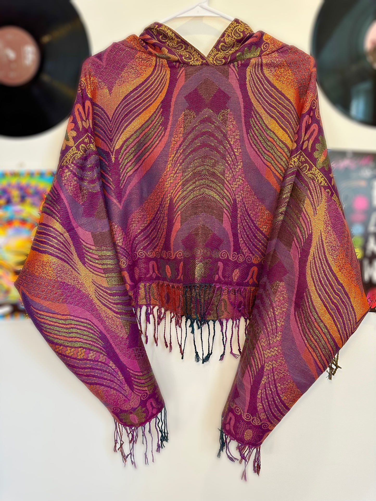 Metallic Cropped Pashmina Hoodie