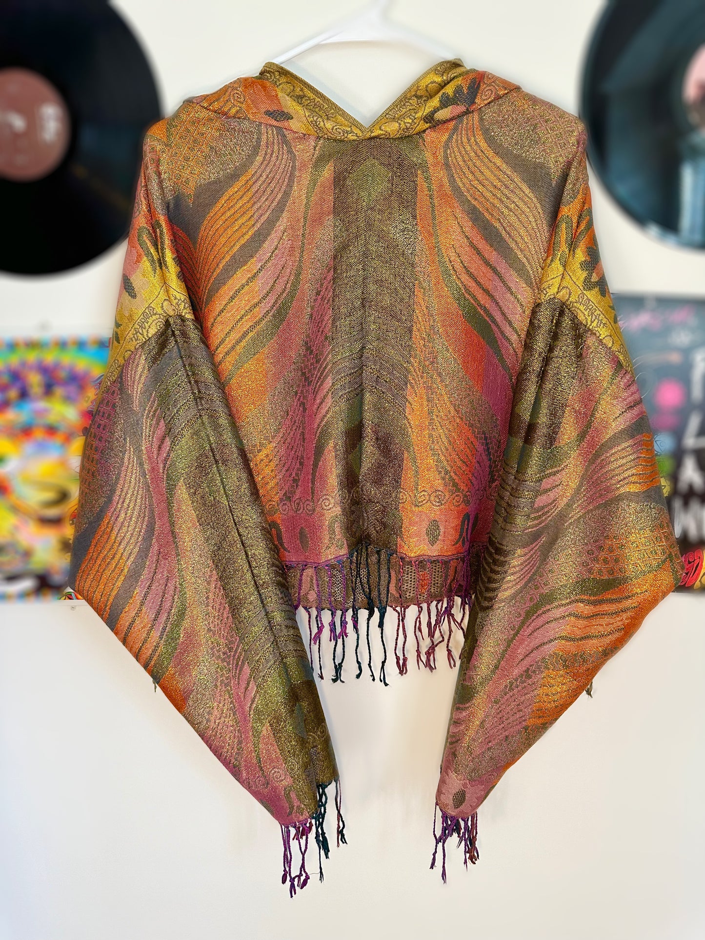 Metallic Cropped Pashmina Hoodie