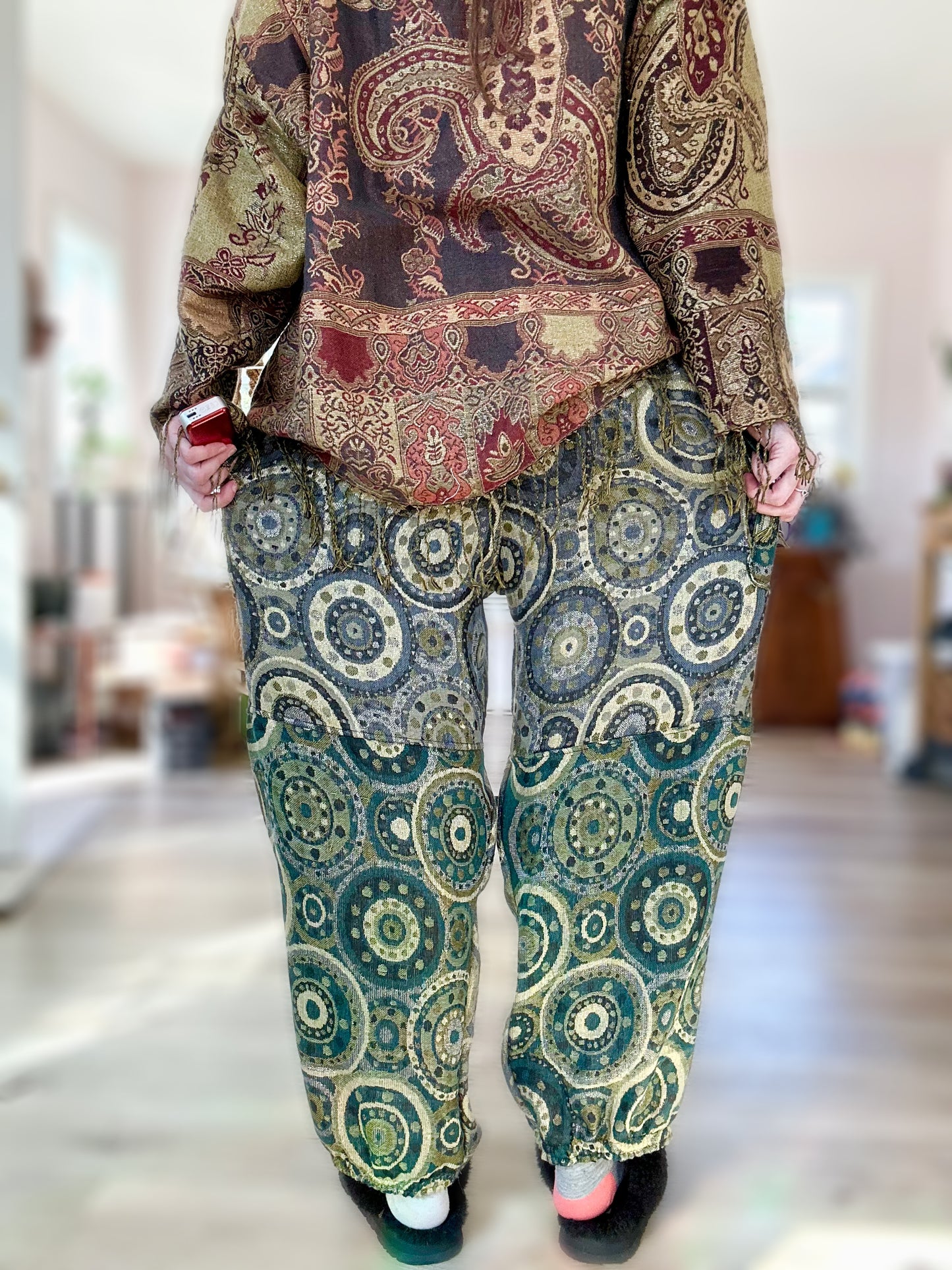 Emerald & Grey Patchwork Pashmina Pants