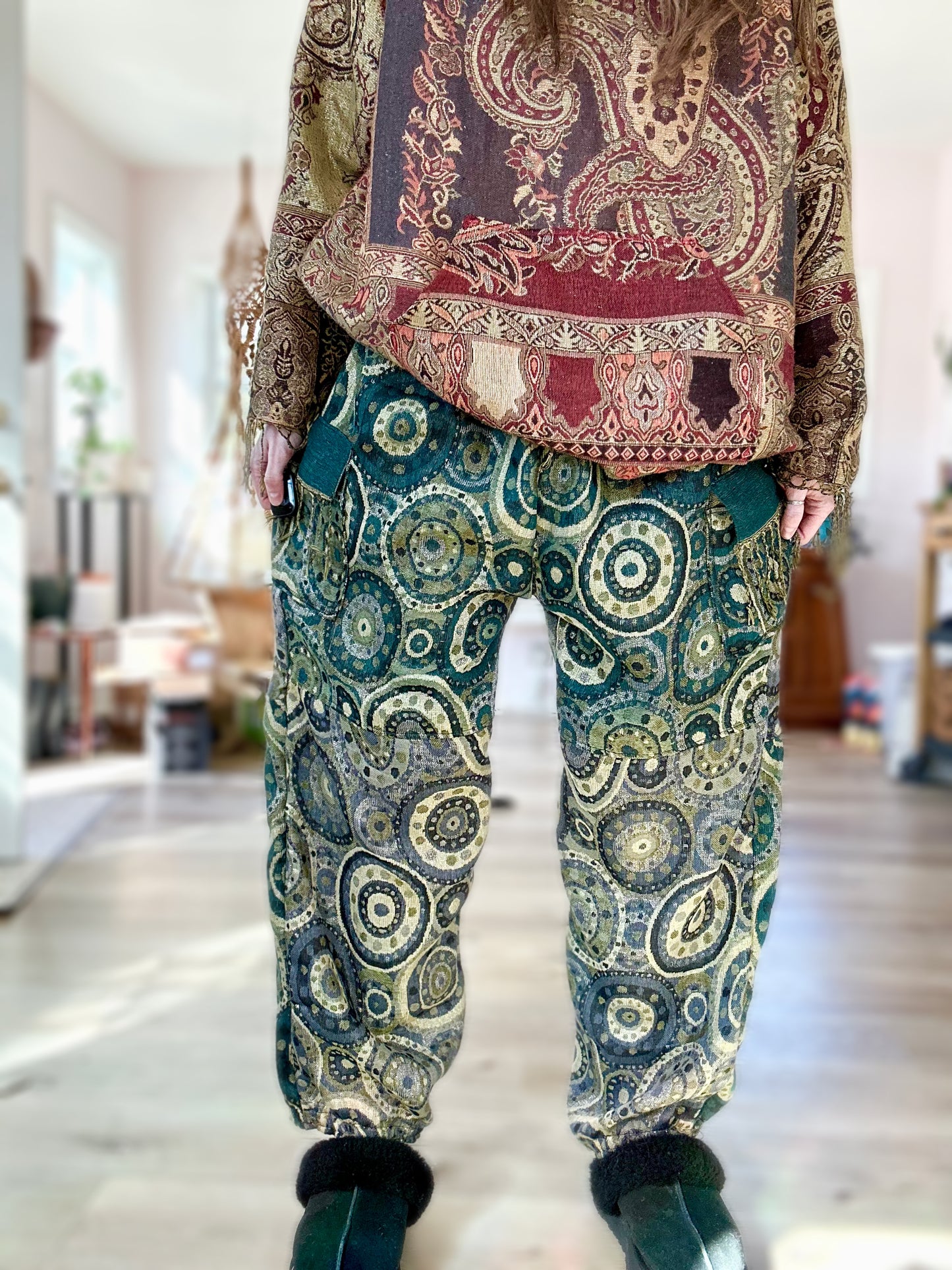 Emerald & Grey Patchwork Pashmina Pants