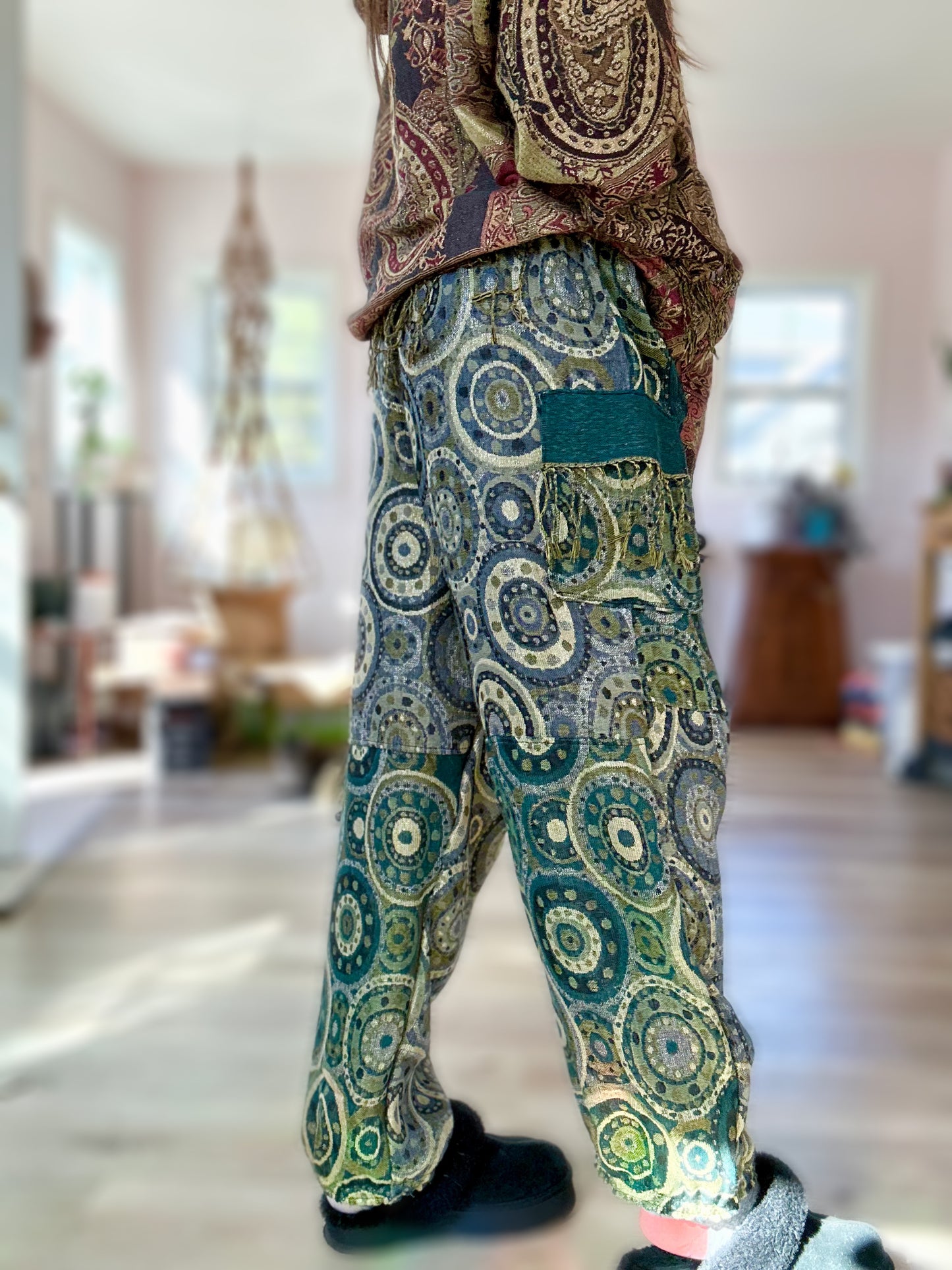 Emerald & Grey Patchwork Pashmina Pants