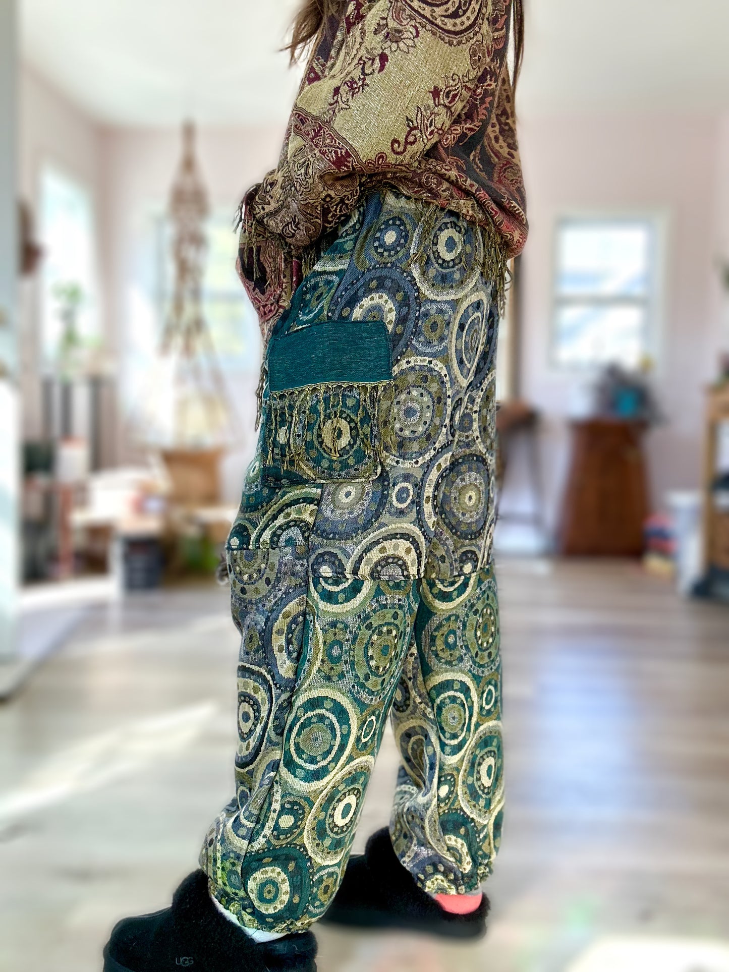 Emerald & Grey Patchwork Pashmina Pants