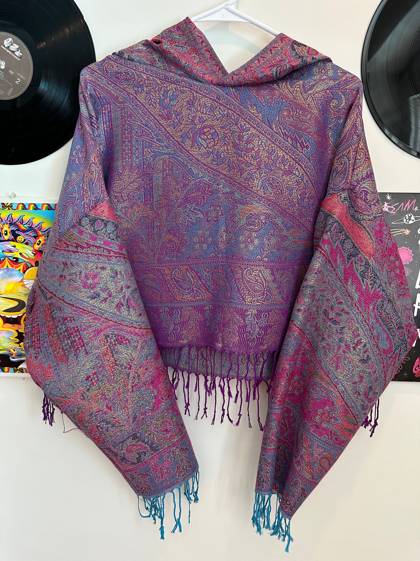 Cropped Metallic Pashmina Hoodie
